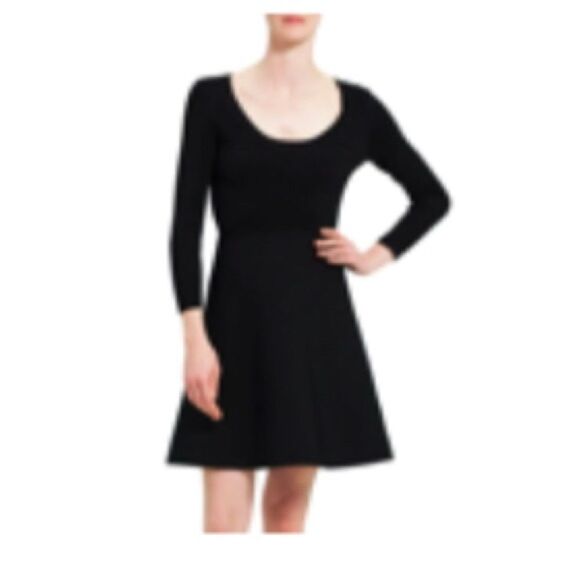 Theory Black Scoop Neck Flare Dress - Picture 1 of 7